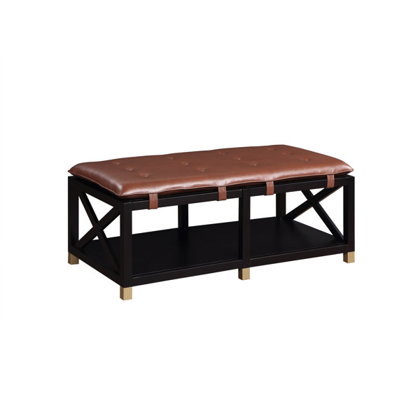 Everly Quinn Faux Leather Shelves Storage Bench Wayfair